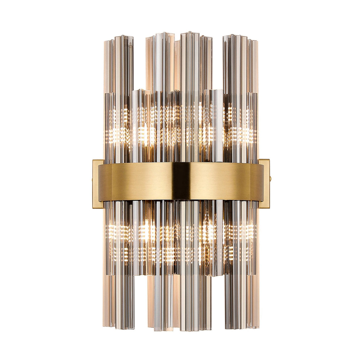 Kelly 400mm Wall Light in Brass & Smoke Glass