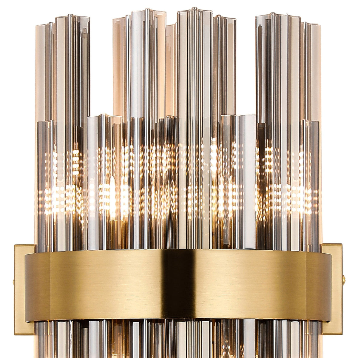 Kelly 400mm Wall Light in Brass & Smoke Glass