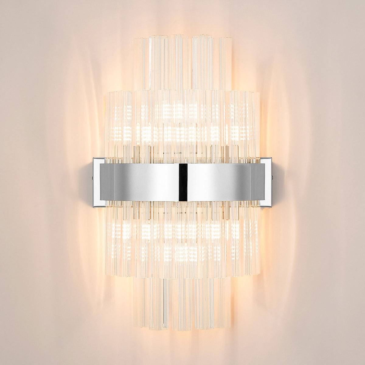 Kelly 400mm Wall Light in Polished Nickel & Clear Glass