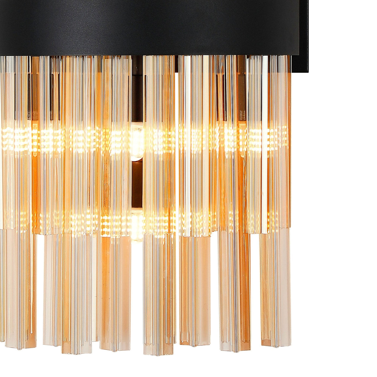 Kelly 500mm Wall Light in Satin Black & Amber Glass