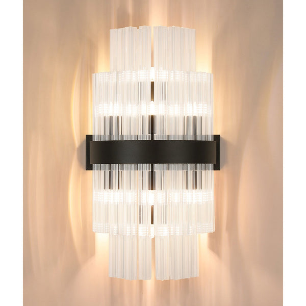 Kelly 500mm Wall Light in Satin Black & Clear Glass