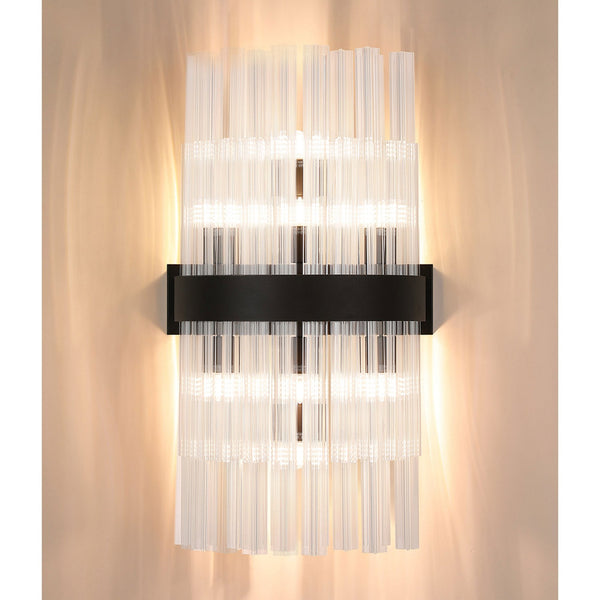 Kelly 500mm Wall Light in Satin Black & Clear Glass