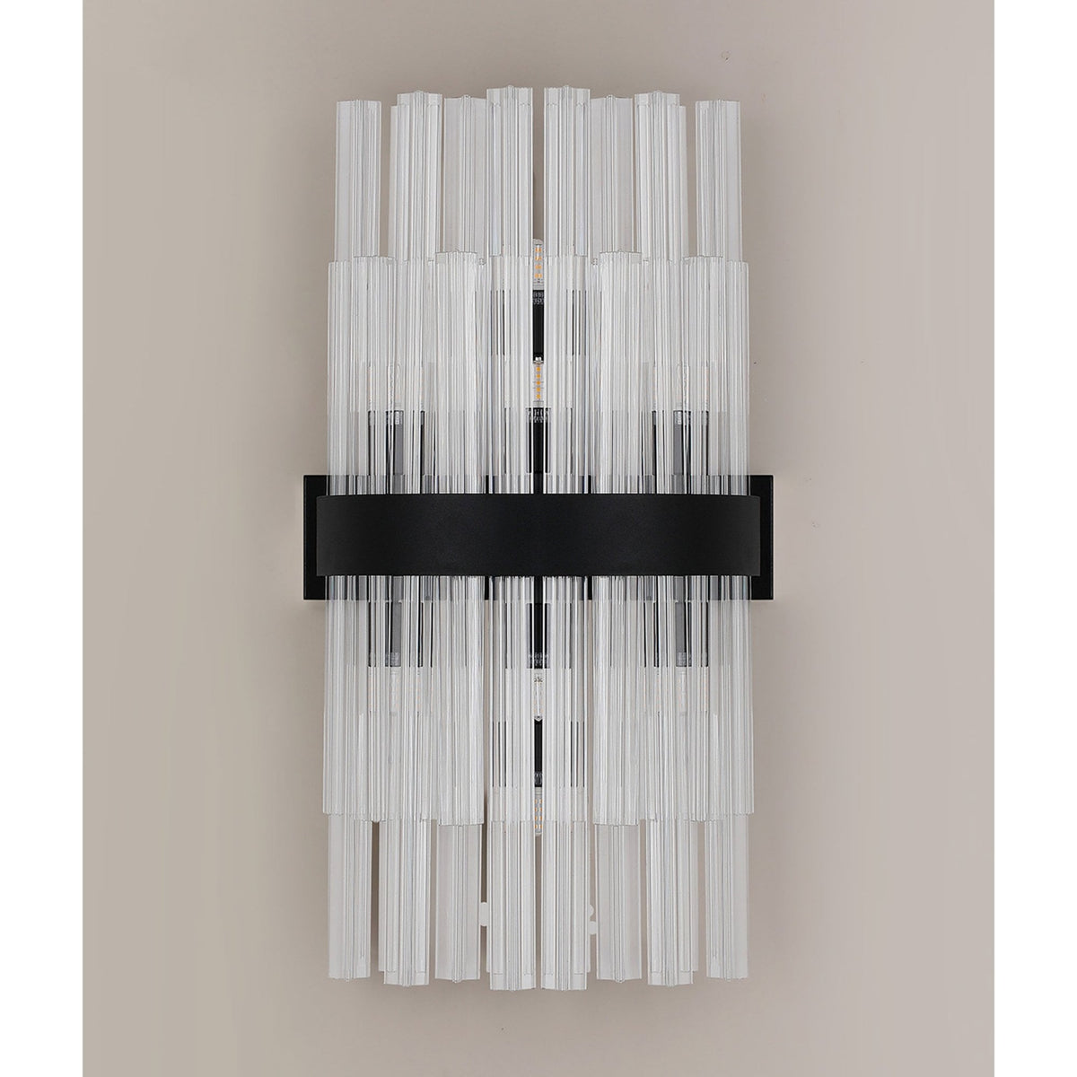 Kelly 500mm Wall Light in Satin Black & Clear Glass