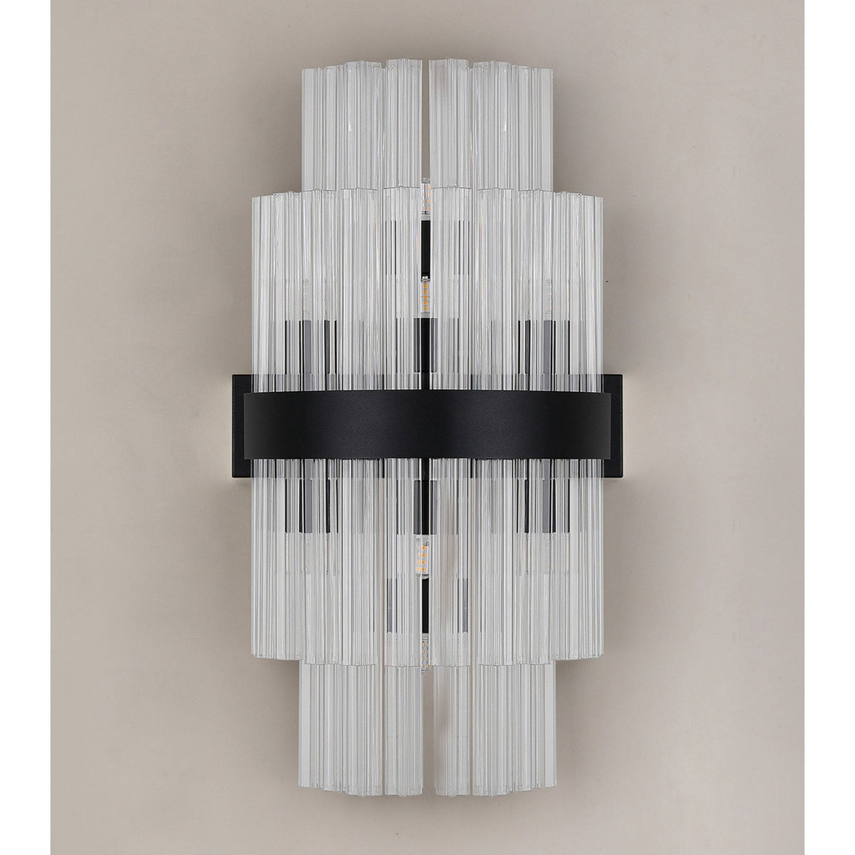 Kelly 500mm Wall Light in Satin Black & Clear Glass