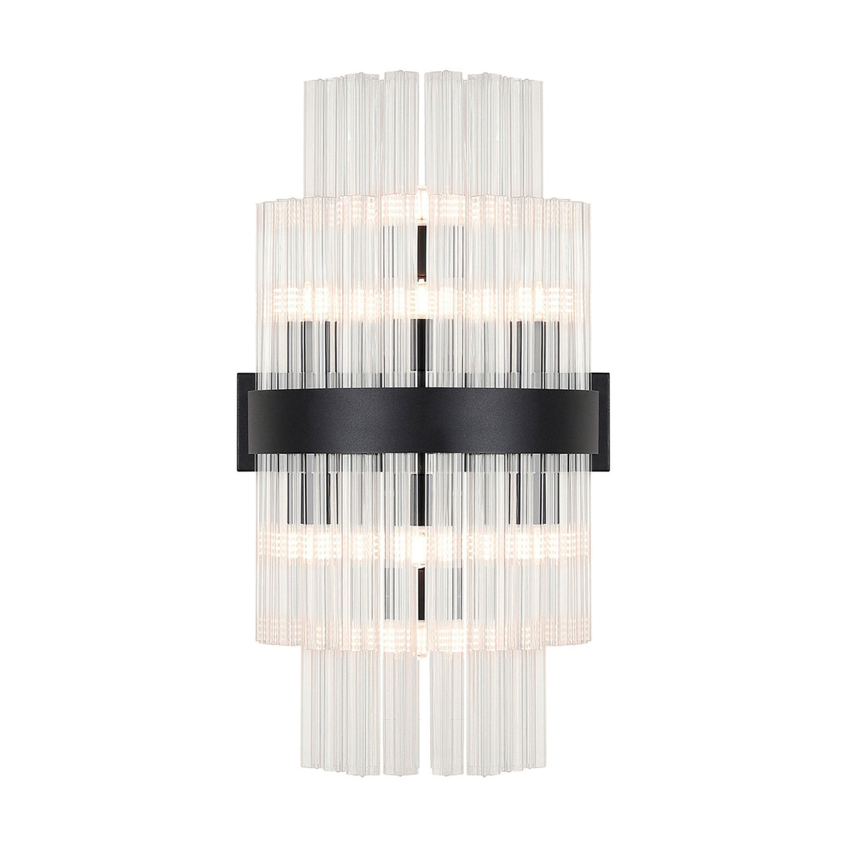 Kelly 500mm Wall Light in Satin Black & Clear Glass