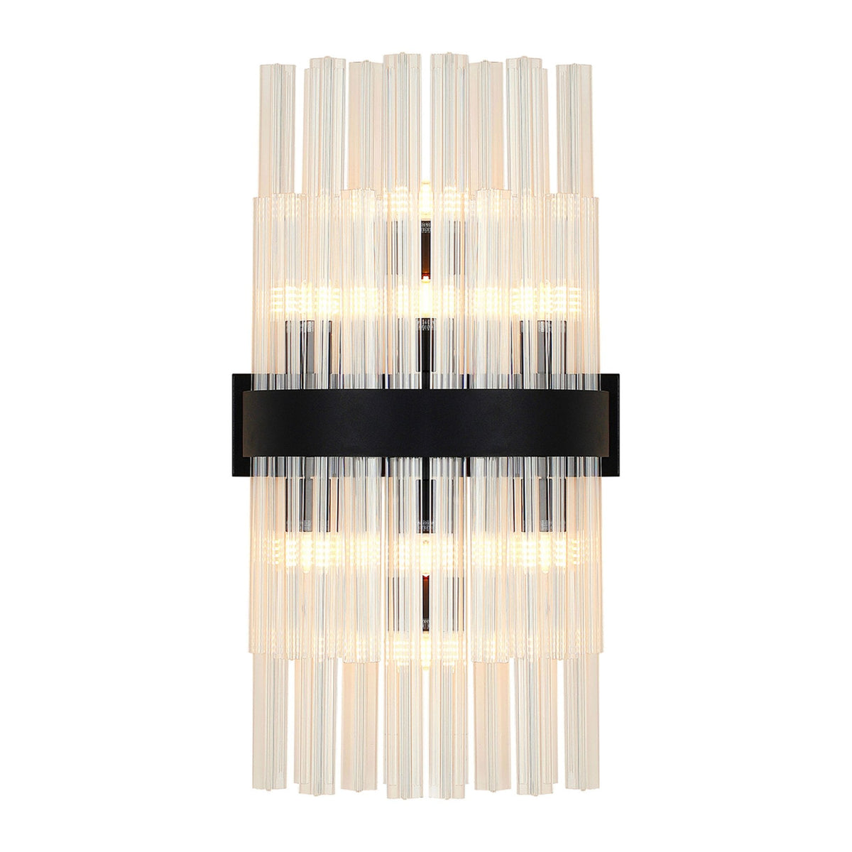 Kelly 500mm Wall Light in Satin Black & Clear Glass