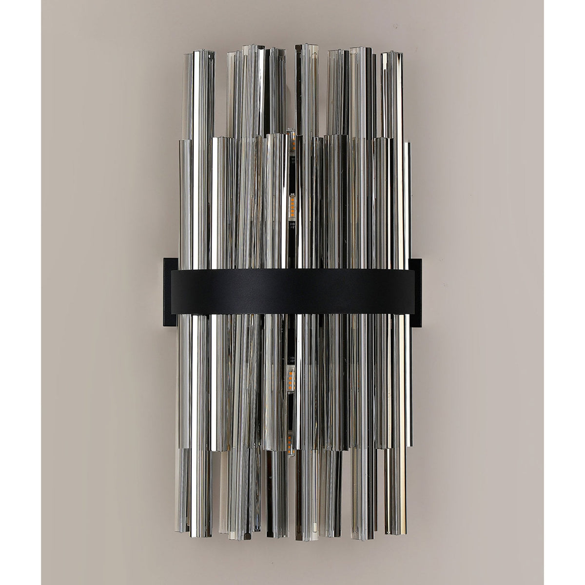 Kelly 500mm Wall Light in Satin Black & Smoke Glass