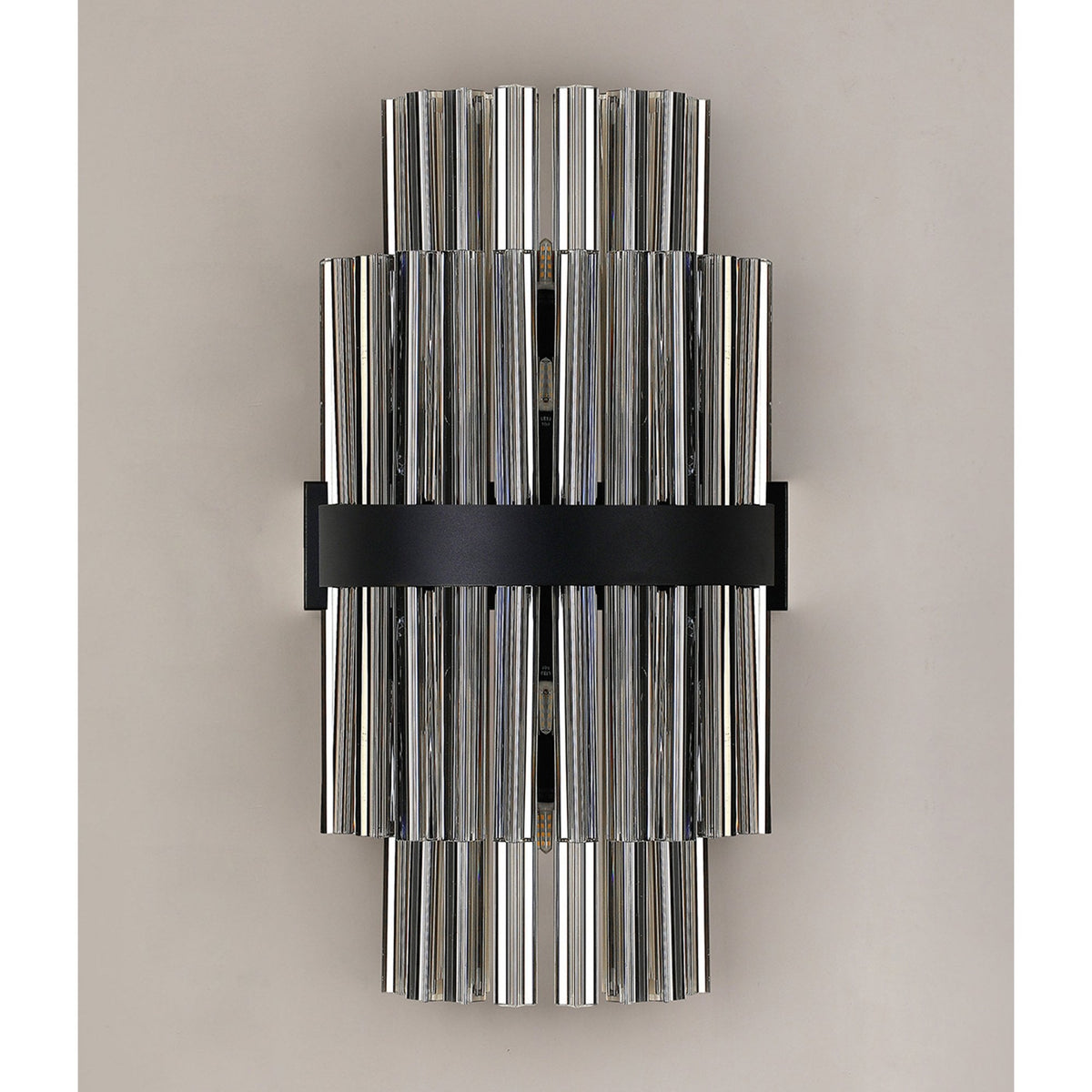 Kelly 500mm Wall Light in Satin Black & Smoke Glass
