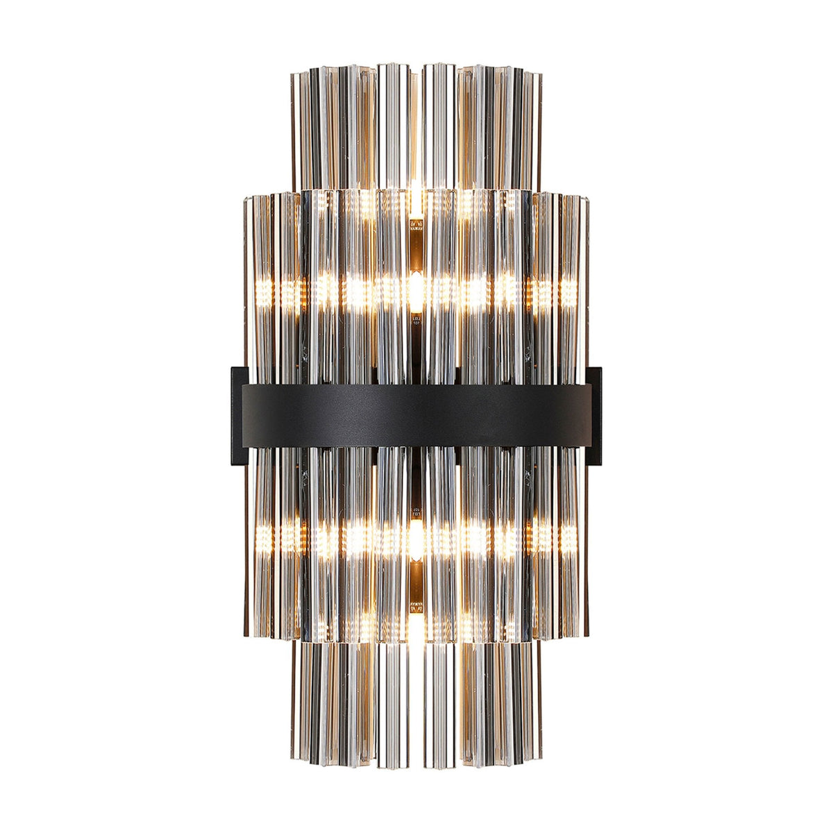 Kelly 500mm Wall Light in Satin Black & Smoke Glass