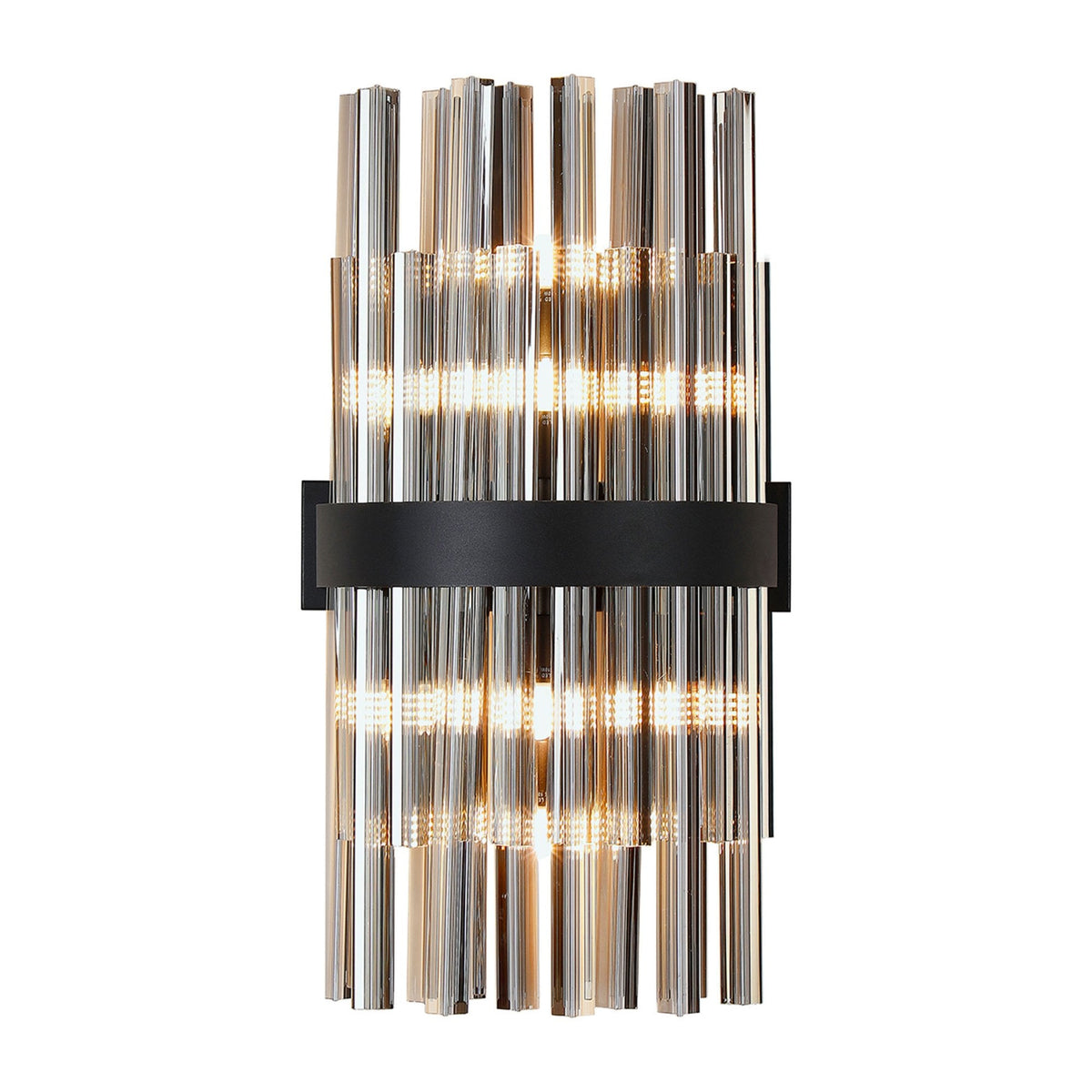 Kelly 500mm Wall Light in Satin Black & Smoke Glass