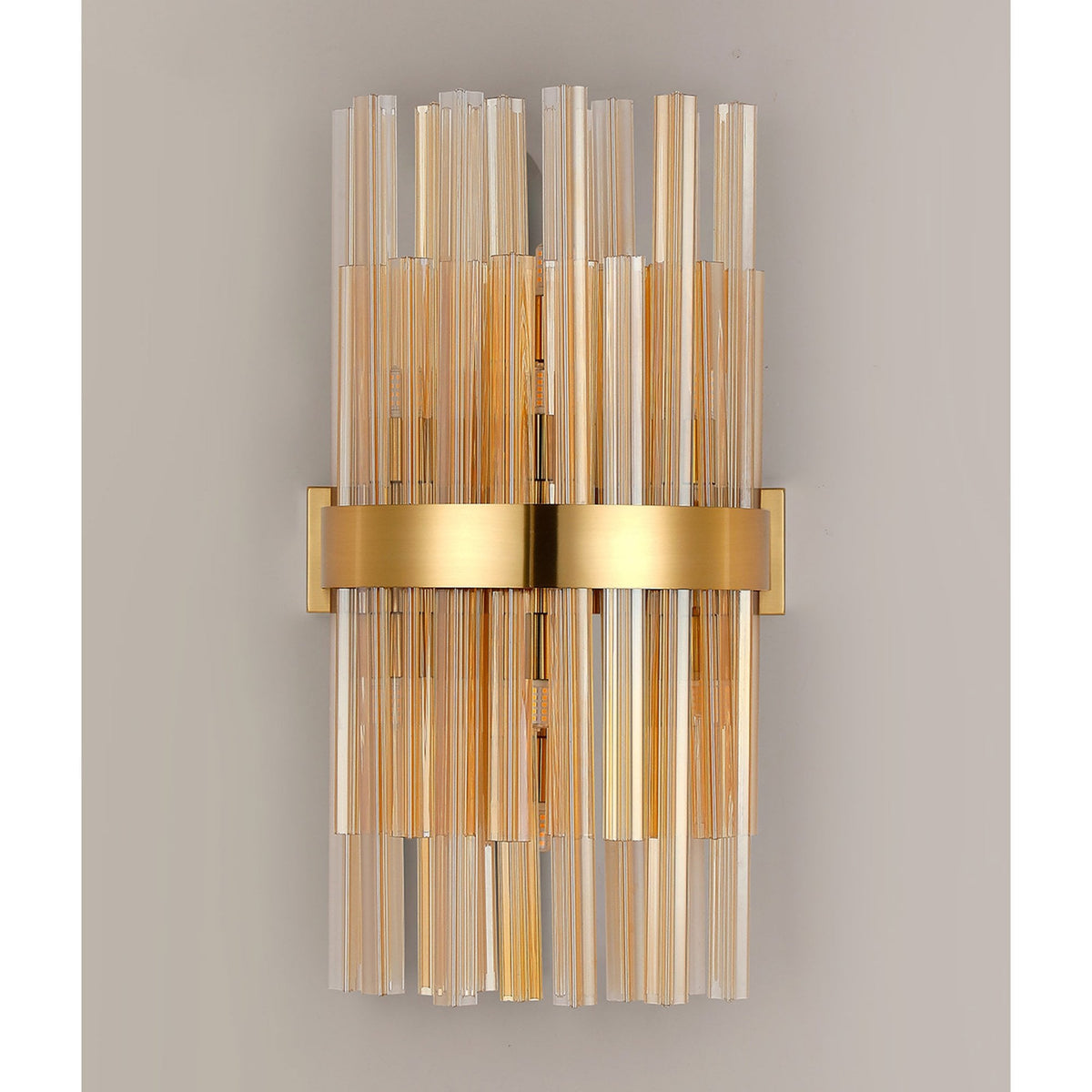 Kelly 500mm Wall Light in Brass & Amber Glass