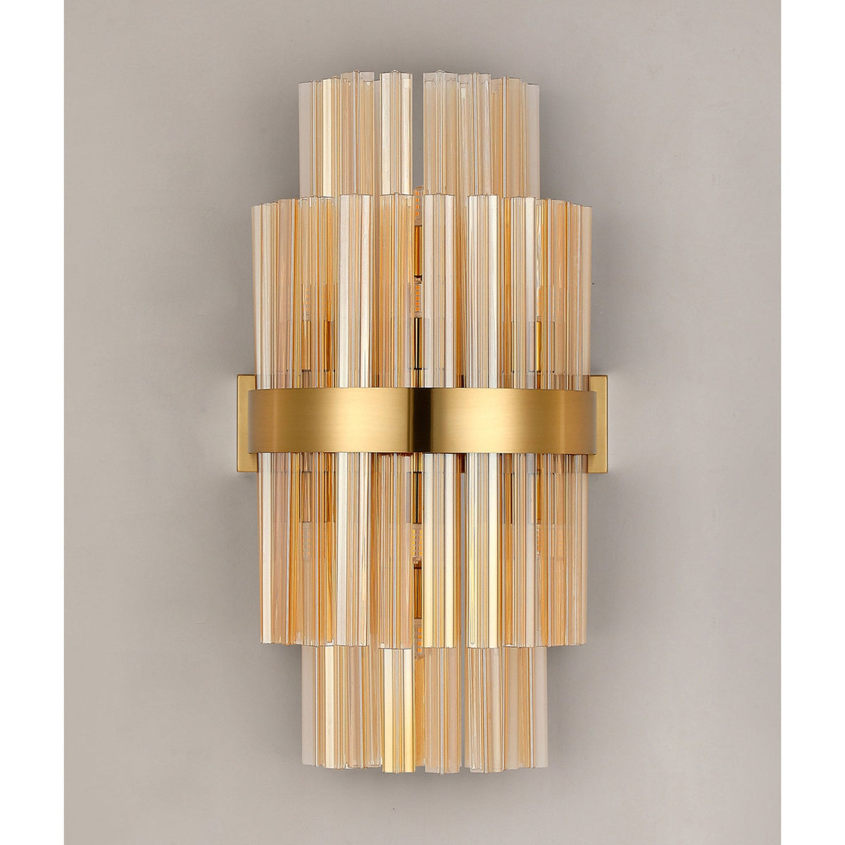 Kelly 500mm Wall Light in Brass & Amber Glass
