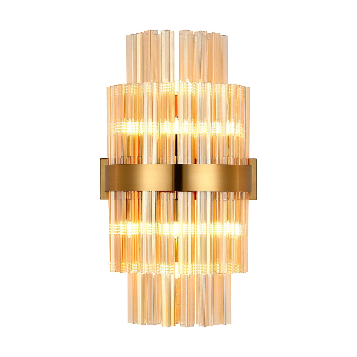 Kelly 500mm Wall Light in Brass & Amber Glass
