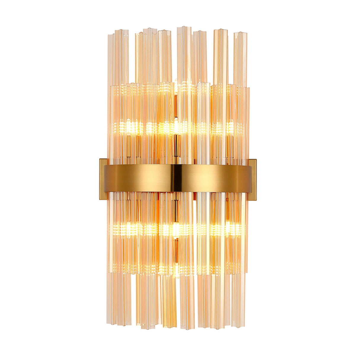 Kelly 500mm Wall Light in Brass & Amber Glass