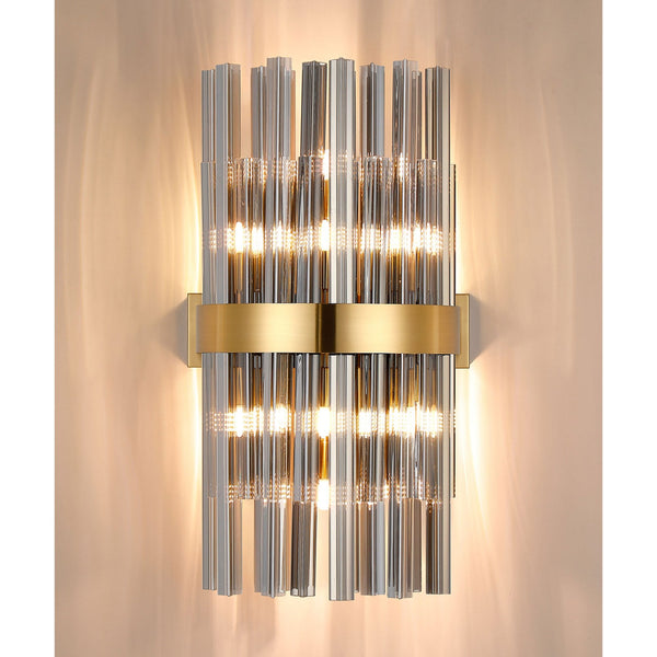 Kelly 500mm Wall Light in Brass & Smoke Glass
