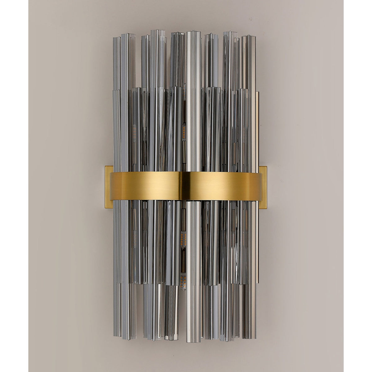 Kelly 500mm Wall Light in Brass & Smoke Glass