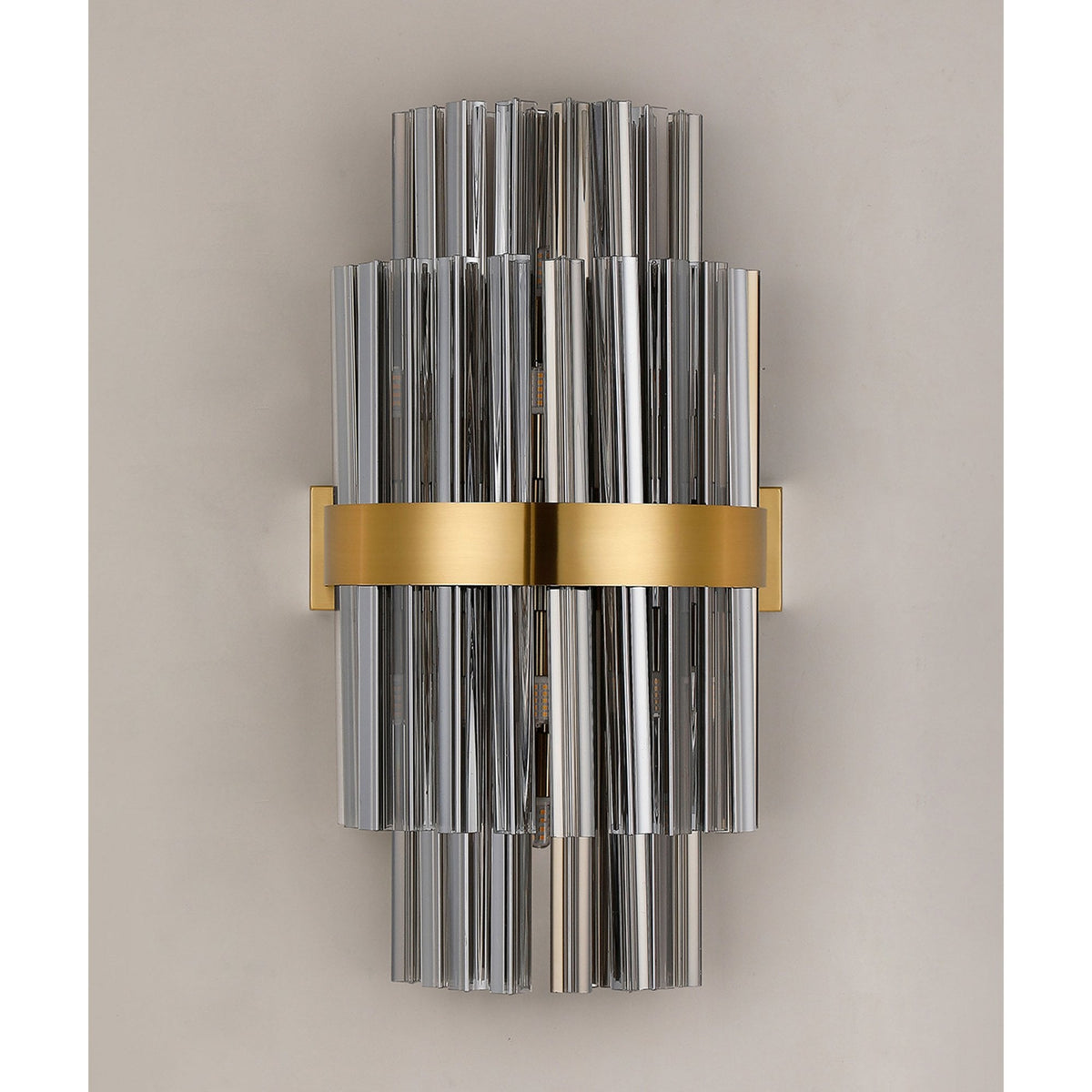 Kelly 500mm Wall Light in Brass & Smoke Glass
