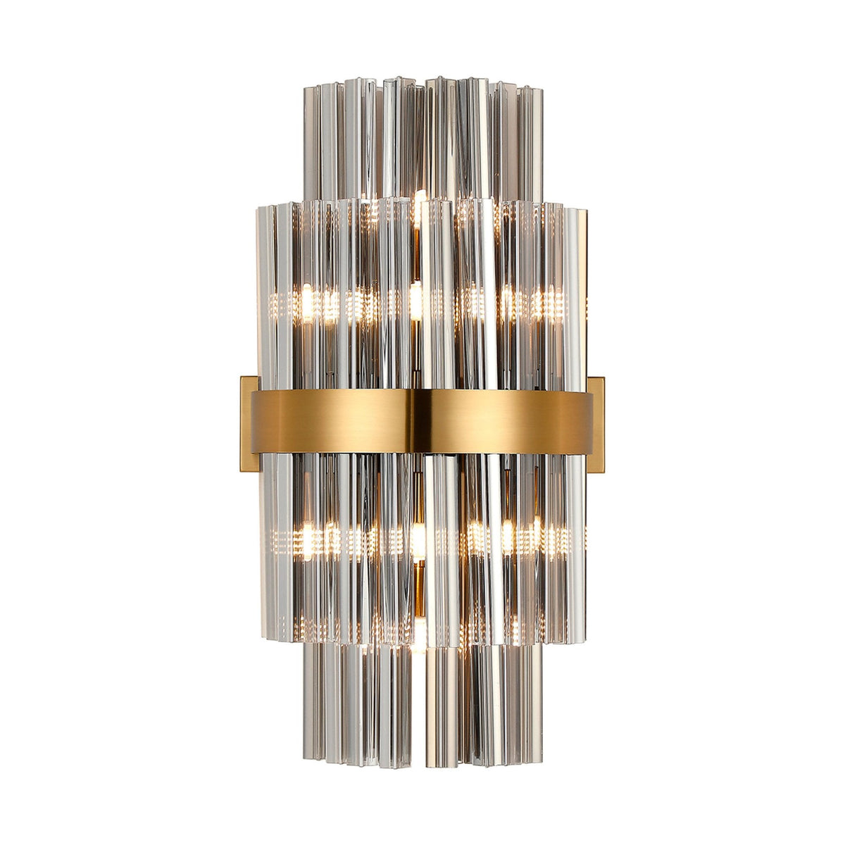 Kelly 500mm Wall Light in Brass & Smoke Glass