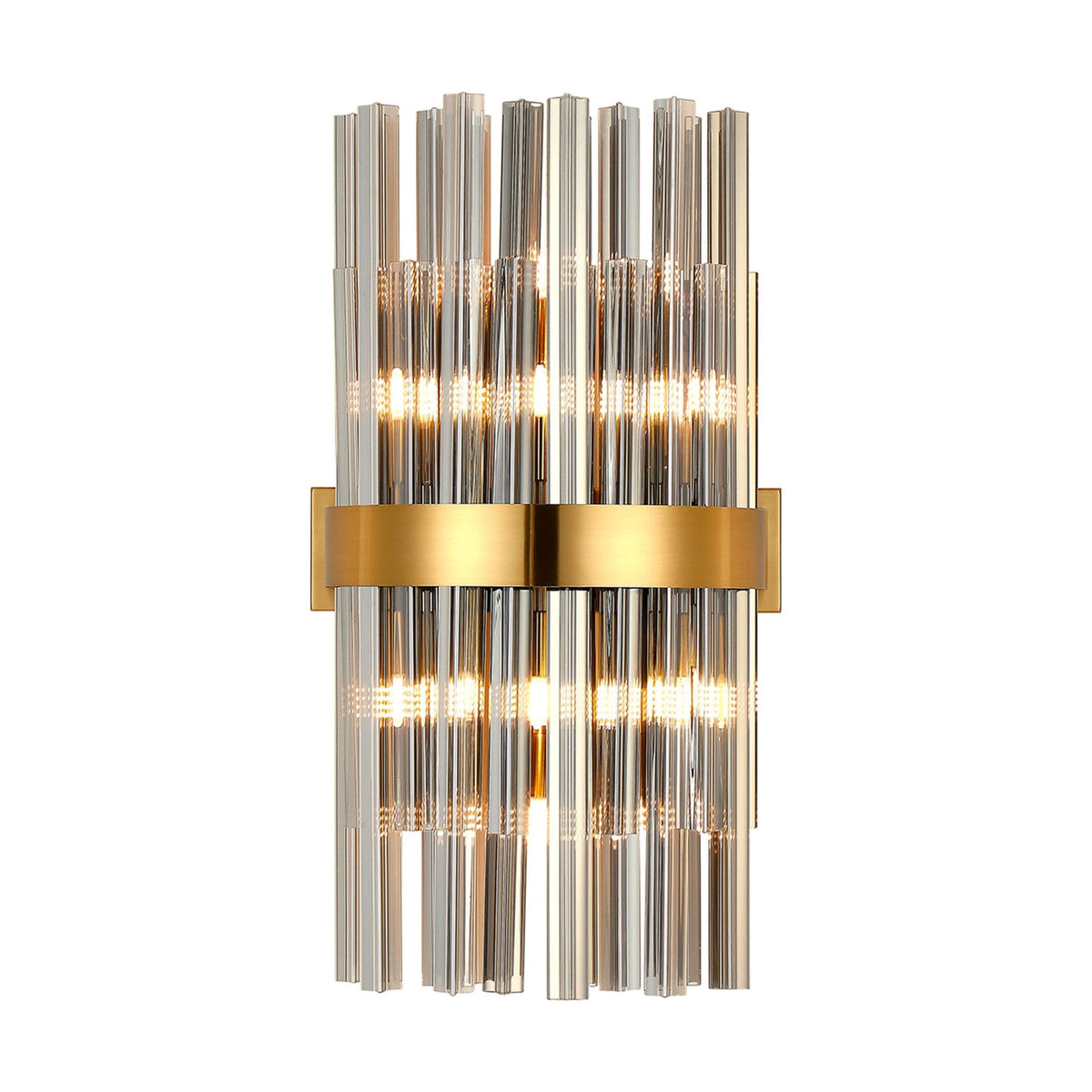 Kelly 500mm Wall Light in Brass & Smoke Glass