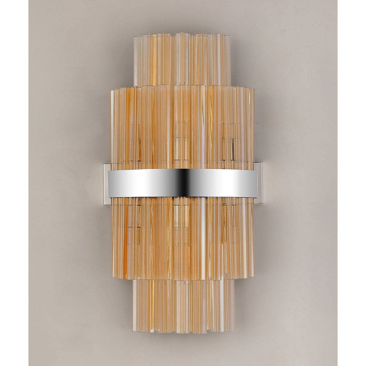 Kelly 500mm Wall Light in Polished Nickel & Amber Glass
