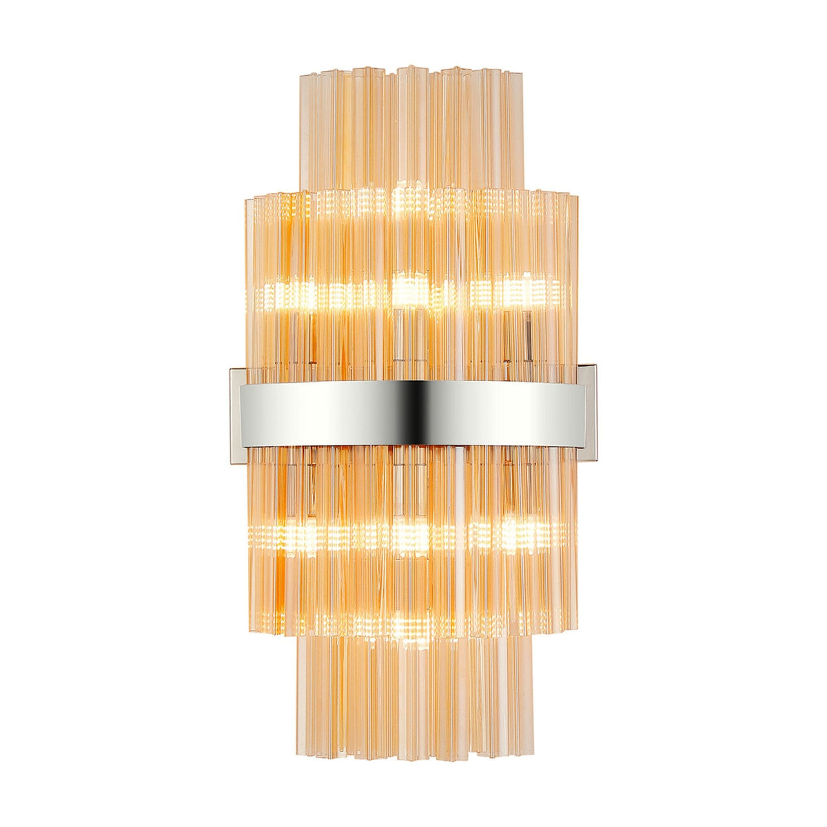 Kelly 500mm Wall Light in Polished Nickel & Amber Glass