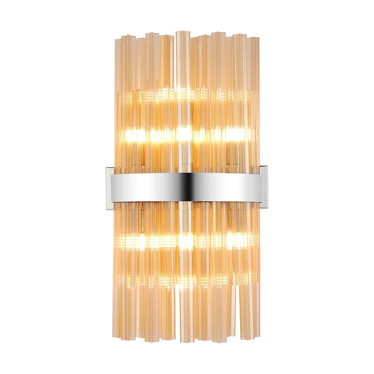 Kelly 500mm Wall Light in Polished Nickel & Amber Glass