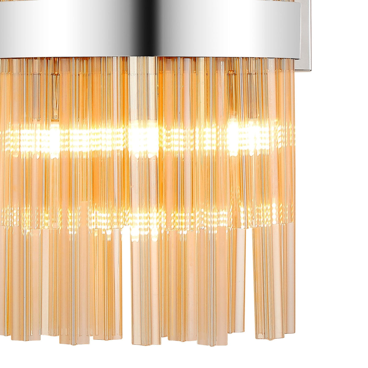 Kelly 500mm Wall Light in Polished Nickel & Amber Glass