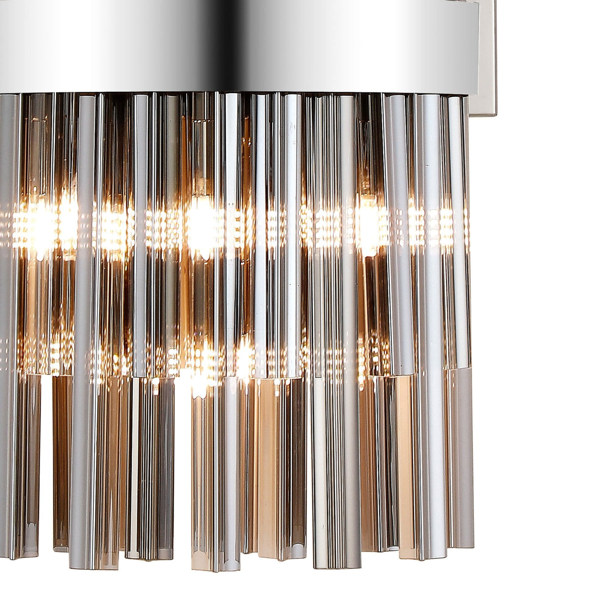 Kelly 500mm Wall Light in Polished Nickel & Smoke Glass