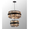 Kelly Two Tier Pendant 40cm & 60cm Tiers in Satin Black & Smoke Glass
