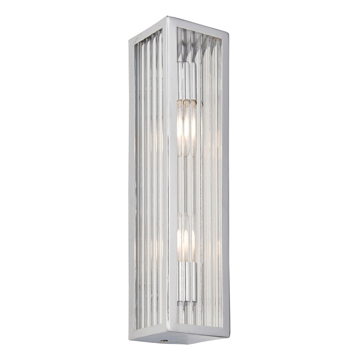 Newham Two Light Ribbed Bathroom Wall Light in Chrome