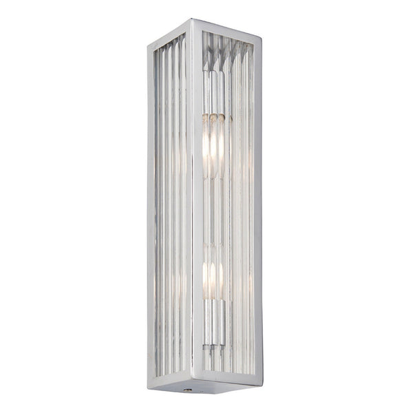 Newham Two Light Ribbed Bathroom Wall Light in Chrome