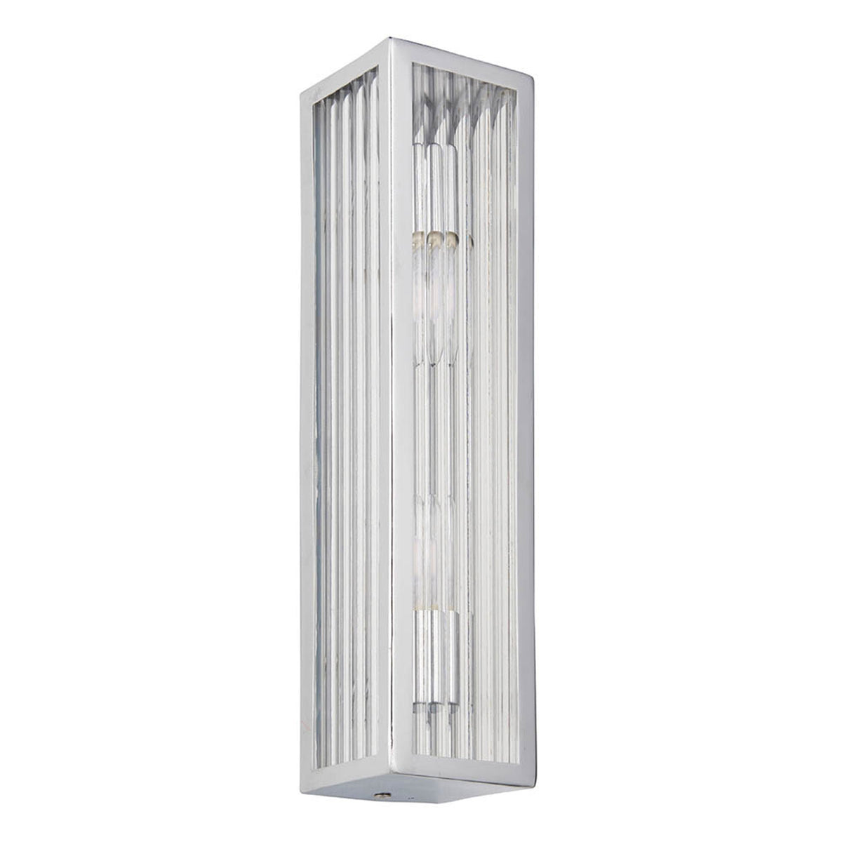 Newham Two Light Ribbed Bathroom Wall Light in Chrome