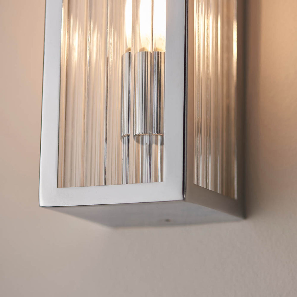 Newham Two Light Ribbed Bathroom Wall Light in Chrome
