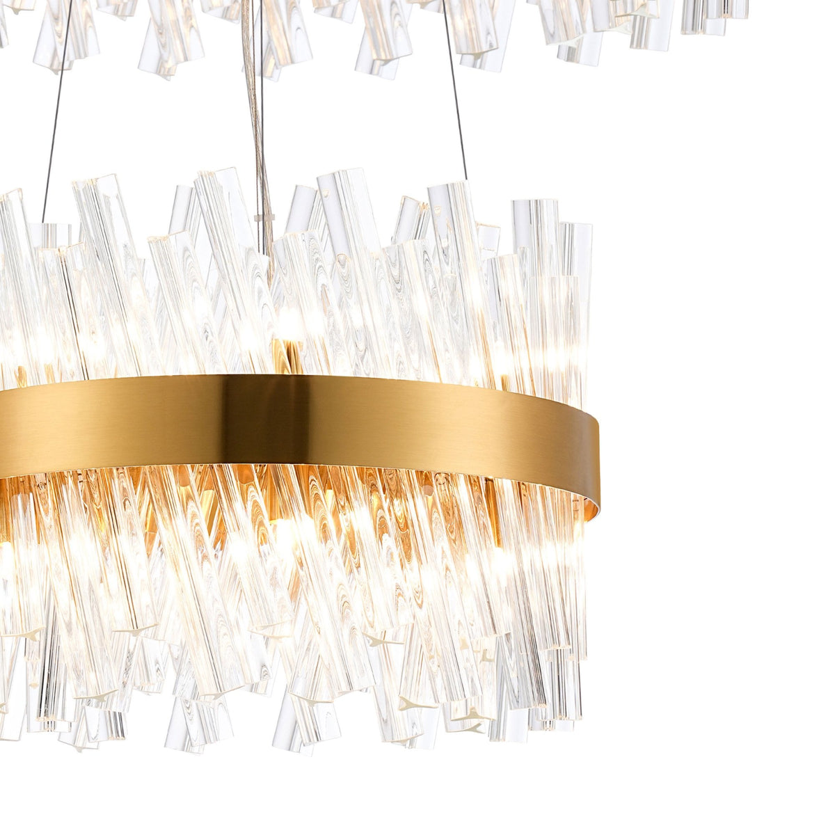 Kelly Two Tier Pendant 40cm & 60cm Tiers in Brass & Clear Glass