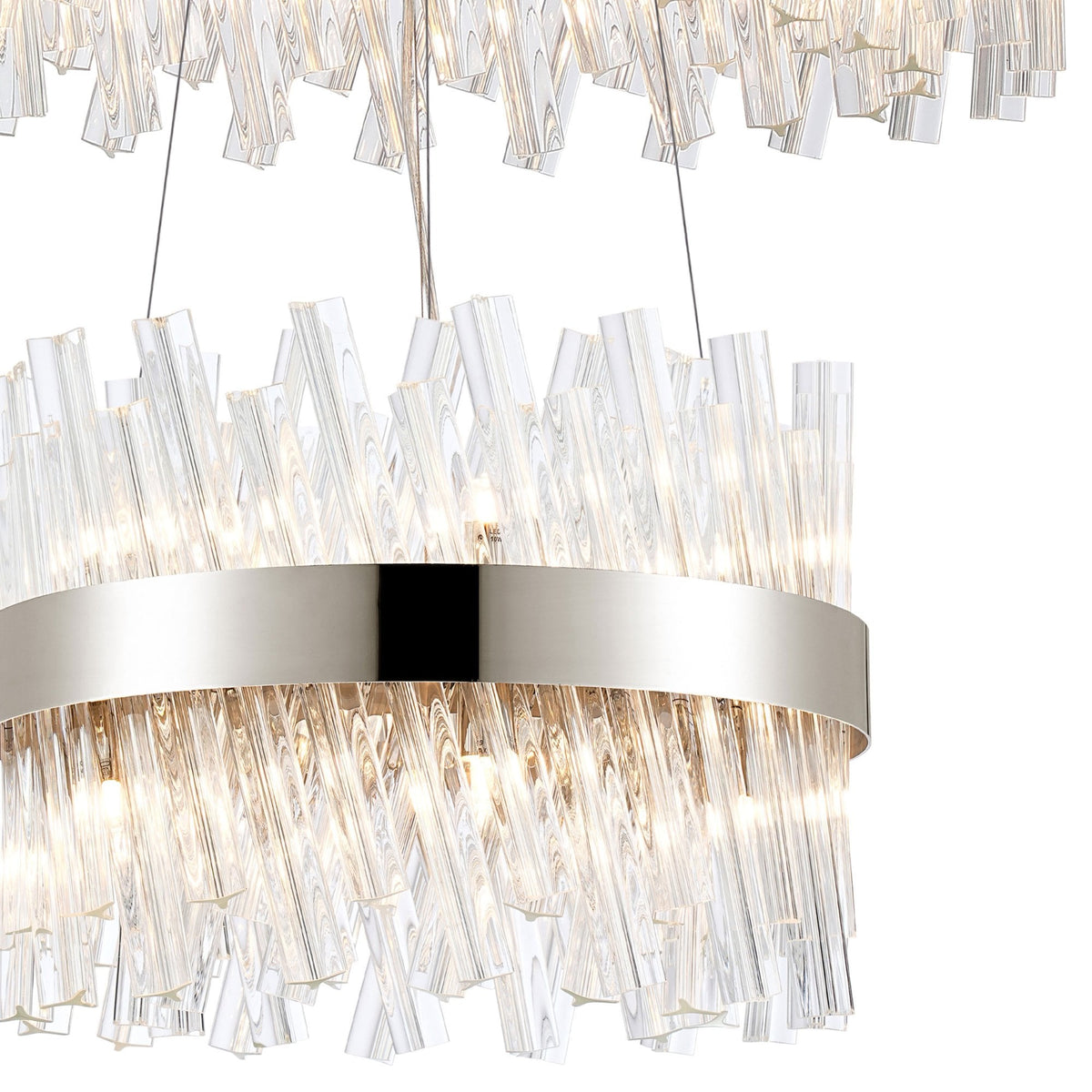 Kelly Two Tier Pendant 40cm & 60cm Tiers in Polished Nickel & Clear Glass