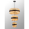 Kelly Three Tier Pendant 25cm, 40cm & 60cm Tiers in Satin Black & Amber Glass
