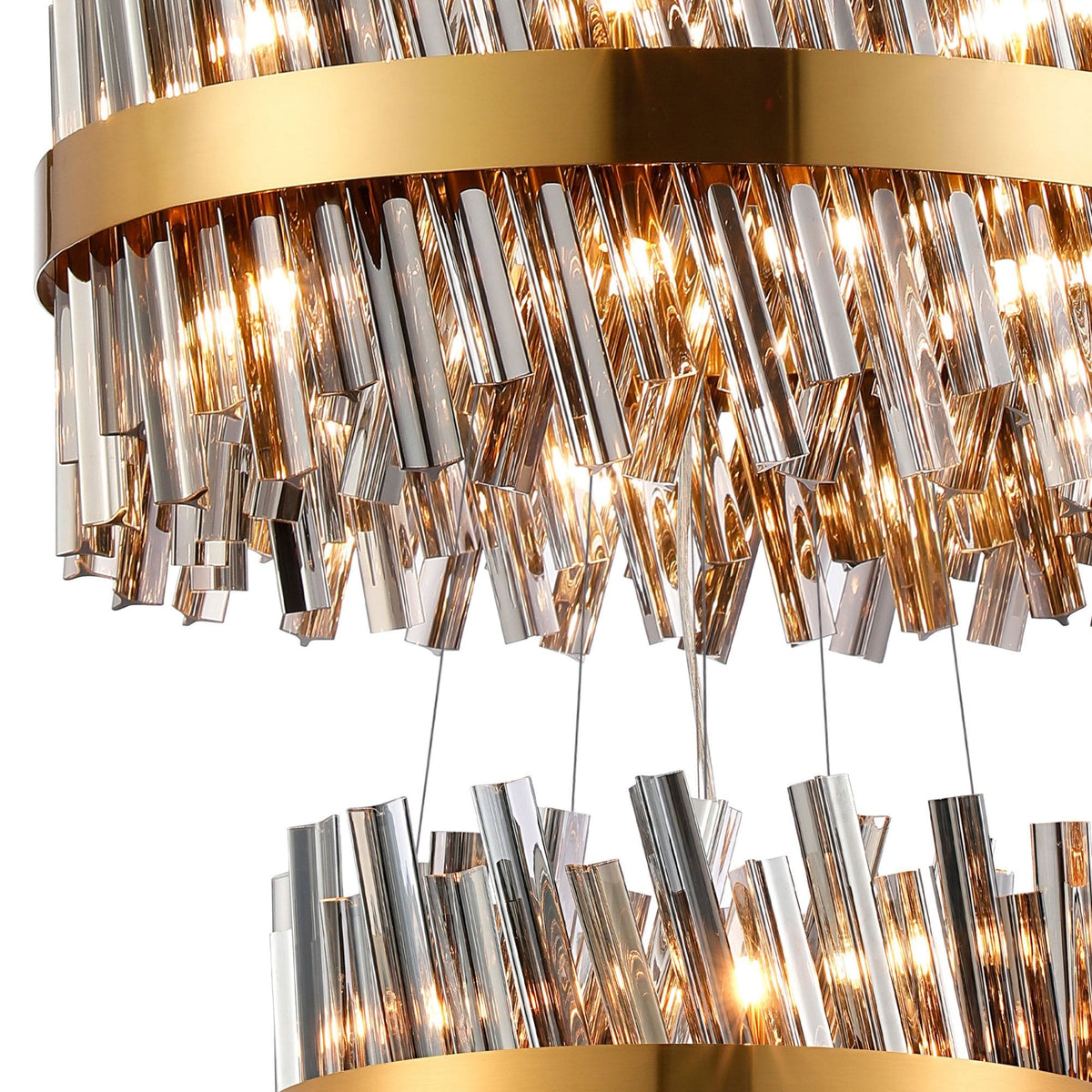 Kelly Three Tier Pendant 25cm, 40cm & 60cm Tiers in Brass & Smoke Glass