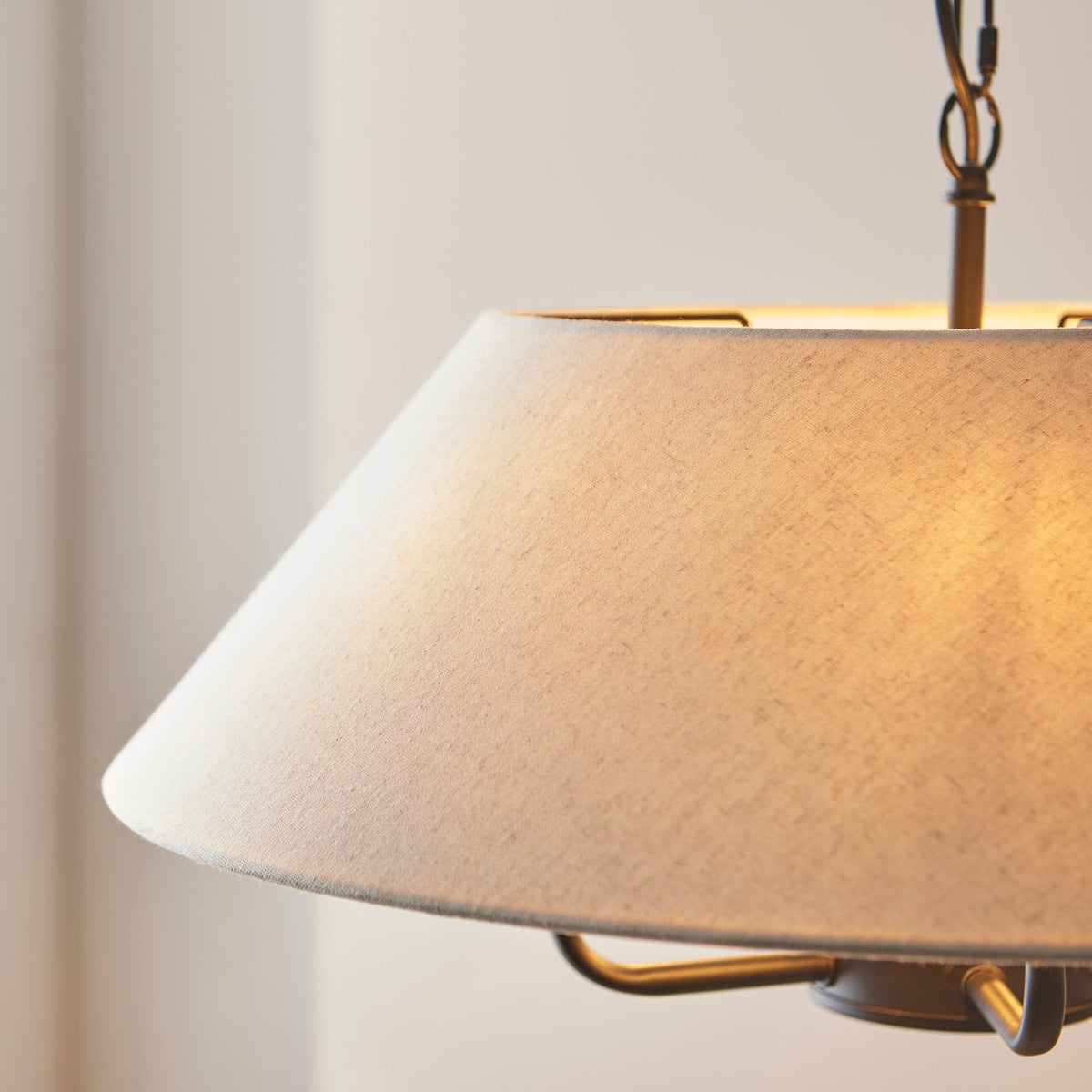 Lille Five Light Pendant in Matt Black with Tapered Natural Linen Shade