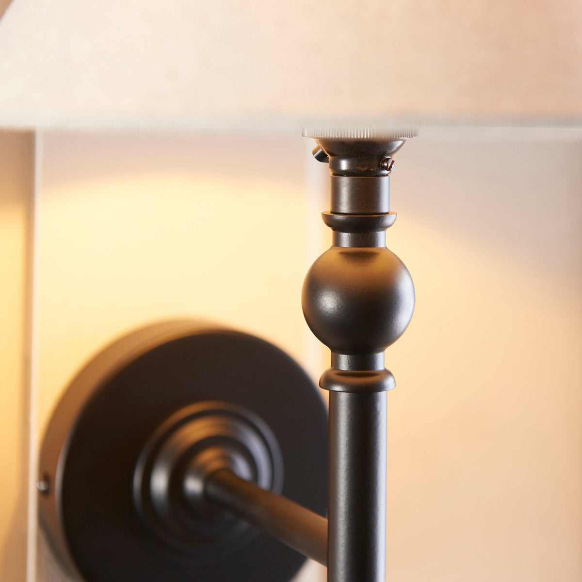 Lille Wall Light in Matt Black with Tapered Natural Linen Shade