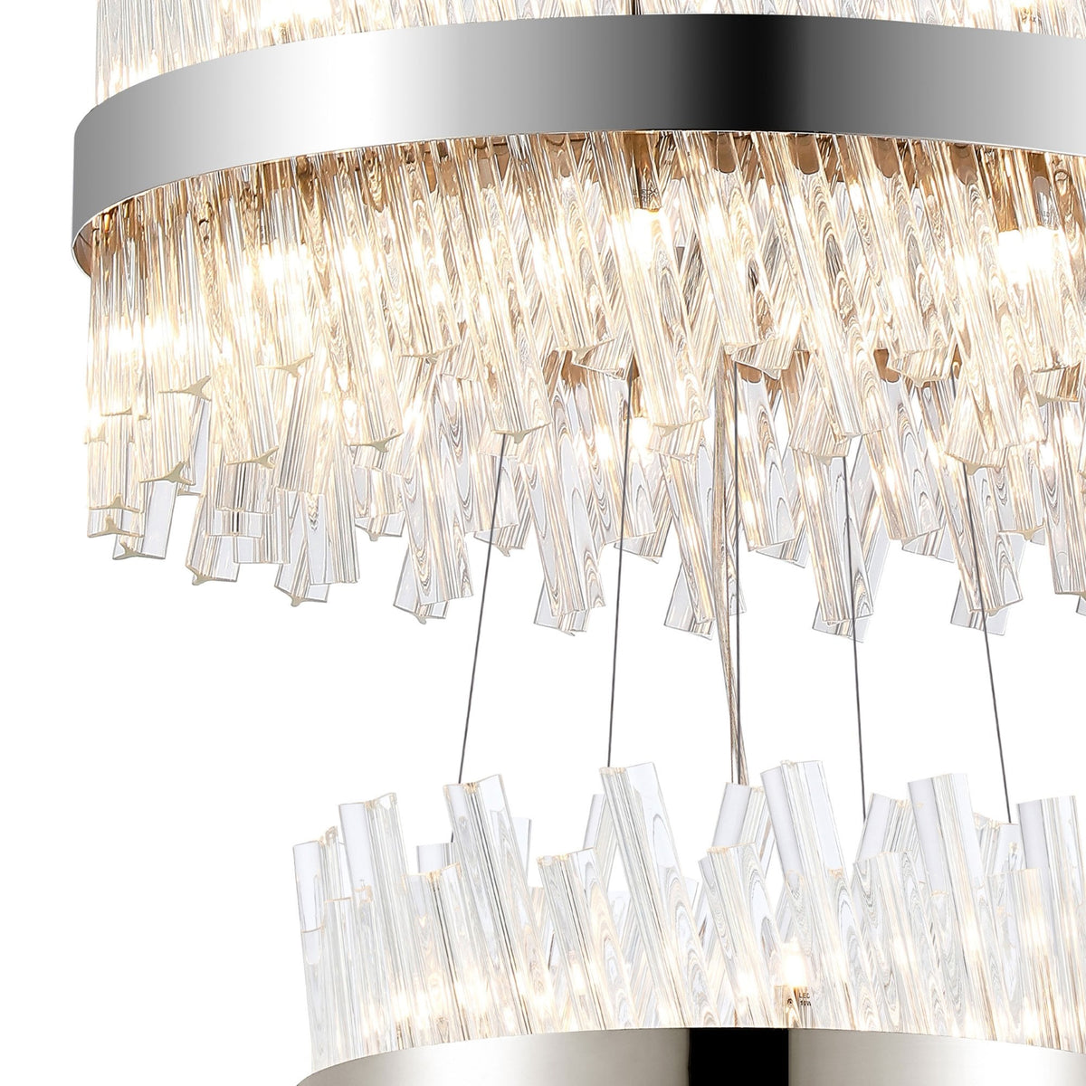 Kelly Three Tier Pendant 25cm, 40cm & 60cm Tiers in Polished Nickel & Clear Glass