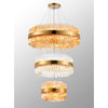 Kelly Three Tier Pendant 40cm, 60cm & 80cm Tiers in Brass with Amber & Clear Glass