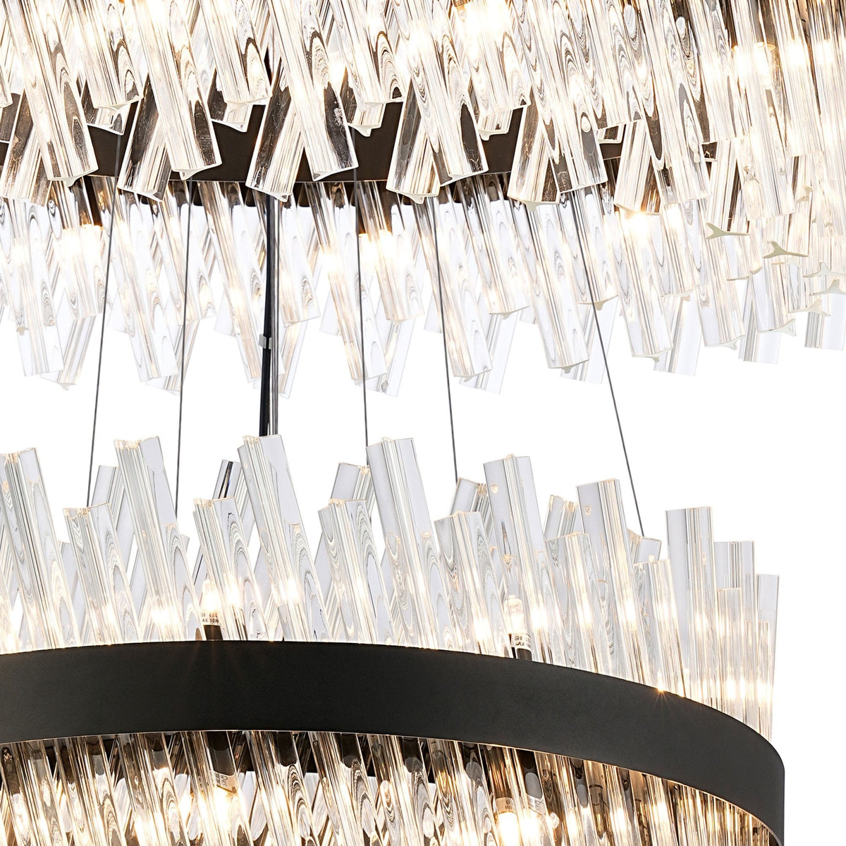 Kelly Four Tier Pendant 25cm, 40cm, 60cm & 80cm Tiers in Satin Black & Clear Glass