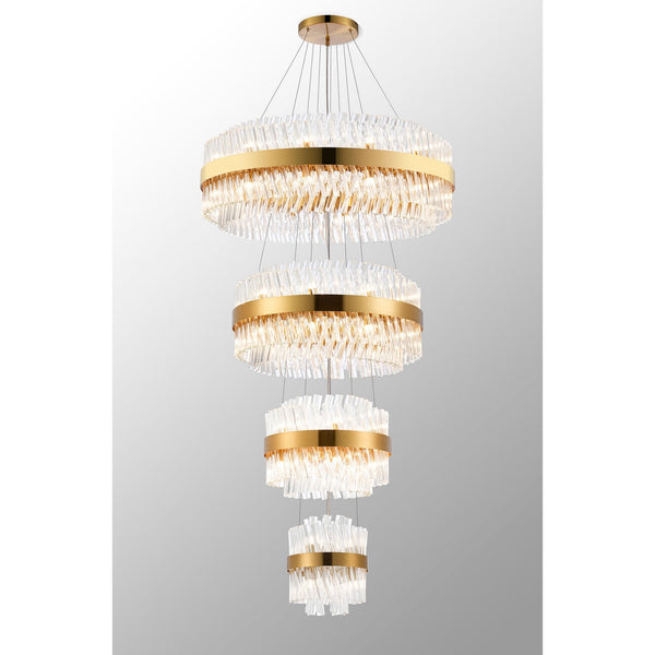 Kelly Four Tier Pendant 25cm, 40cm, 60cm & 80cm Tiers in Brass & Clear Glass