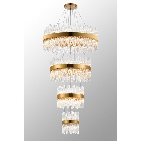 Kelly Four Tier Pendant 25cm, 40cm, 60cm & 80cm Tiers in Brass & Clear Glass