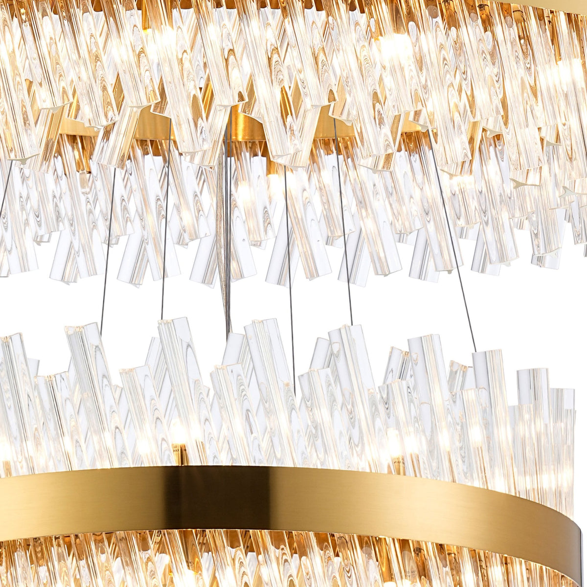 Kelly Four Tier Pendant 25cm, 40cm, 60cm & 80cm Tiers in Brass & Clear Glass