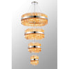 Kelly Four Tier Pendant 25cm, 40cm, 60cm & 80cm Tiers in Polished Nickel & Amber Glass