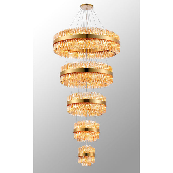 Kelly Five Tier Pendant 25cm, 40cm, 60cm, 80cm & 1m Tiers in Brass & Amber Glass