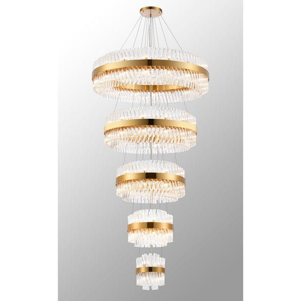 Kelly Five Tier Pendant 25cm, 40cm, 60cm, 80cm & 1m Tiers in Brass & Clear Glass