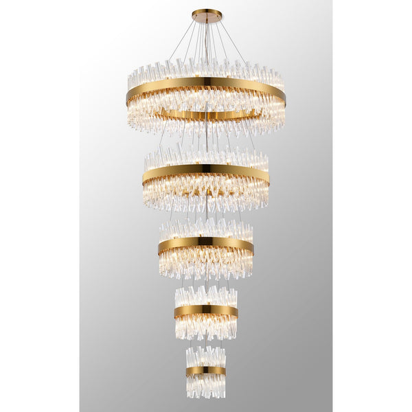 Kelly Five Tier Pendant 25cm, 40cm, 60cm, 80cm & 1m Tiers in Brass & Clear Glass