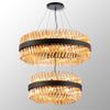 Kelly Two Tier Pendant 60cm & 80cm Tiers in Satin Black & Amber Glass